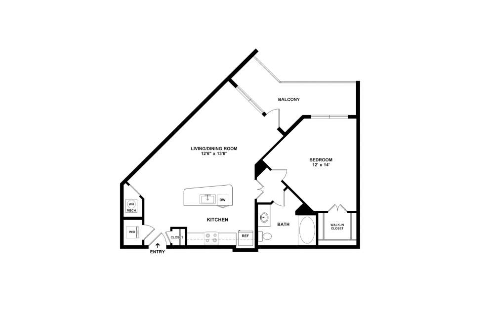 Armenia - 1 bedroom floorplan layout with 1 bathroom and 762 square feet (2D)