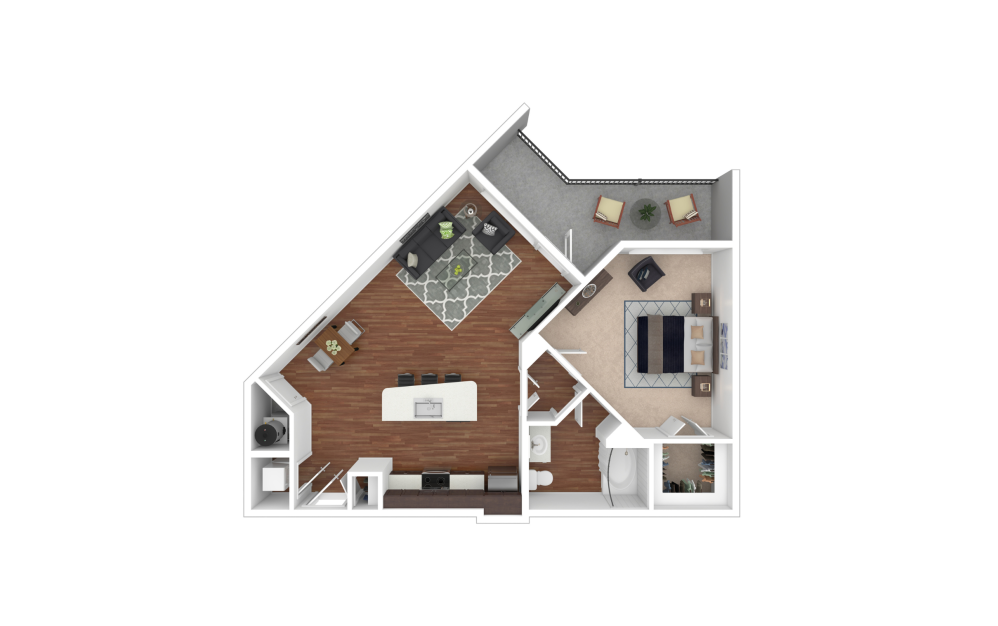 Armenia - 1 bedroom floorplan layout with 1 bathroom and 762 square feet