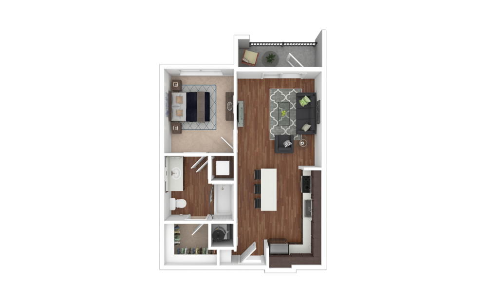 Platt - Studio floorplan layout with 1 bathroom and 578 square feet